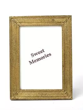 Деревянная фоторамка с металлическим покрытием 13х18см, Латунь, Wooden/Iron Photo Frame 5x7, John Molly Decor&Gifts