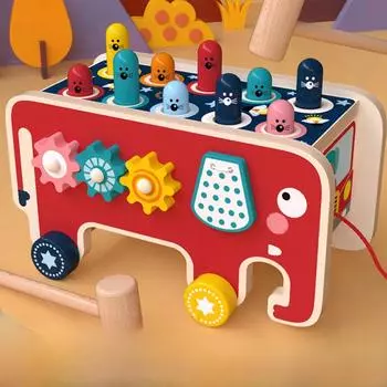 Деревянная головоломка «Бей крота» с изображением животных и игрушечный трактор для раннего образования