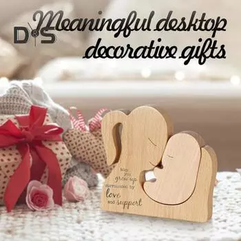 Деревянная головоломка для мамы и ребенка, украшение для мамы, колыбели для новорожденных, головоломка, деревянная статуя, скульптура, украшение для дома, настольный орнамент, согревающий подарок на день матери A