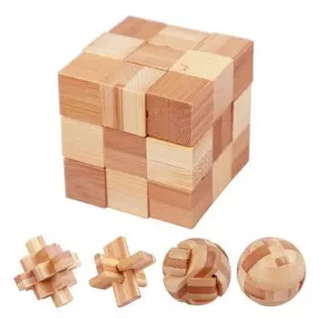 Деревянная головоломка-головоломка, тест на IQ, логическая тренировка, замок Luban Kong Ming для детей и взрослых, 3D-головоломка из бамбука, блокировка, разблокировка, обучающая игрушка H