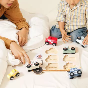 Деревянная головоломка с изображением машинок для мелкой моторики Игрушки Монтессори для