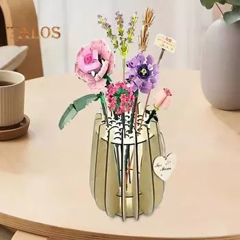 Деревянная головоломка ваза для цветов с держателем стебля прочный блок для самостоятельного изготовления подставка для цветочного букета украшение для домашнего офиса B