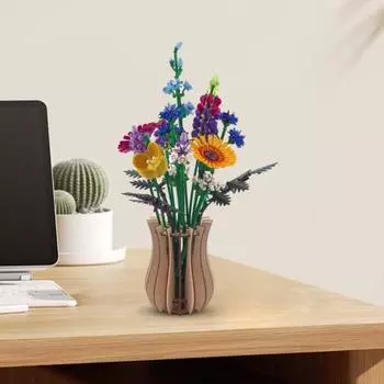 Деревянная головоломка, ваза для цветов с держателем стебля, сверхмощный строительный блок «сделай сам», подставка для цветочного букета, украшение для рабочего стола
