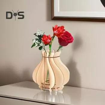 Деревянная головоломка ваза для цветов с держателем стебля прочный блок для самостоятельного изготовления подставка для цветочного букета украшение для домашнего офиса B