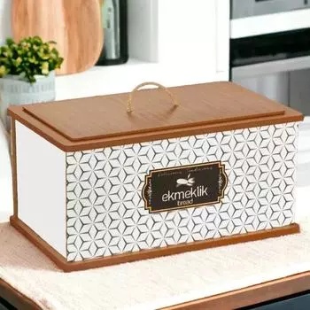 Деревянная хлебница Натуральная хлебница Прямоугольная роскошная хлебница с крышкой - Магнето-узор