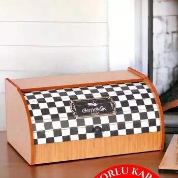 Деревянная хлебница Натуральная хлебница Роскошная хлебница - клетчатый узор