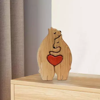 Деревянная художественная головоломка «Семья медведей», игрушка-скульптура, декор «Семья медведей» для подарка 2 bears