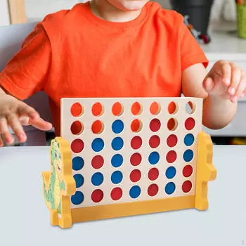 Деревянная игра 4 в ряд Классическая стратегия Портативная для детей от 6 лет и старше 2 игроков Семейные настольные игры Мини