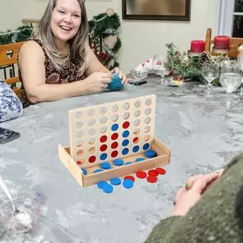 Деревянная игра «4 в ряд», складная, игра «Соедини 4 диска одного цвета в ряд», деревянная игра «Соедини» для взрослых и детей белый