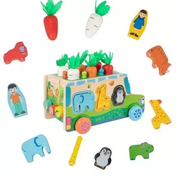 Деревянная игра для раннего развития «Рыбалка и сопоставление форм моркови», многофункциональный прицеп, детские развивающие игрушки One Size
