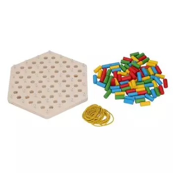Деревянная игра-головоломка с колышками для обучения, деревянная настольная игра с резинкой