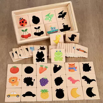 Деревянная игра-головоломка «Тень» Фрукты Животные Интерактивные подарки Сортировка и укладка Игрушки для мальчиков