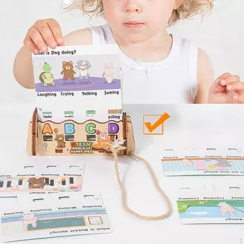 Деревянная игра с английскими словами для раннего обучения дошкольников с 30 карточками для детей