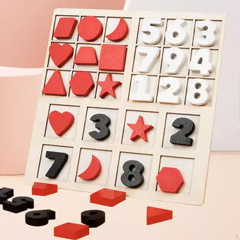Деревянная игра с числами и геометрией Логическое мышление Подарки для детей Учебные пособия Родители Дети