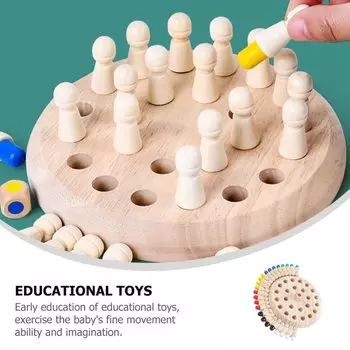 Деревянная игра в шахматы на память - обучающая игрушка для распознавания цвета и формы для детей и взрослых