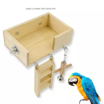 Деревянная игровая площадка для птиц и попугаев, прочная клетка для мелких животных, аксессуары, подвесная подставка для игр