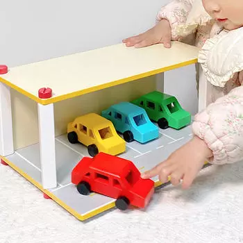 Деревянная игрушечная парковка с автомобилем, игровой набор «Гараж», роль транспортного средства для детей 3, 4, 5 лет