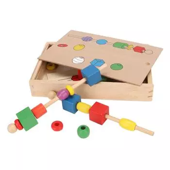 Деревянная игрушка для бисероплетения для малышей, познавательная цветовая глянцевая экологически чистая детская игрушка для бисероплетения, обучающая