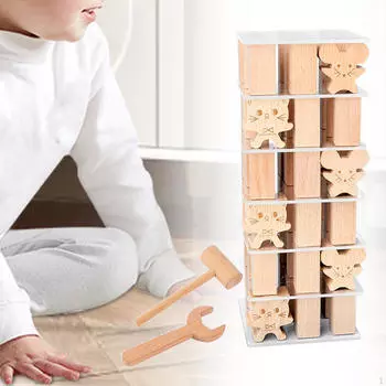 Деревянная игрушка для кошек, складывающаяся в стопку, развивающая моторику, балансирующие блоки, падающие блоки