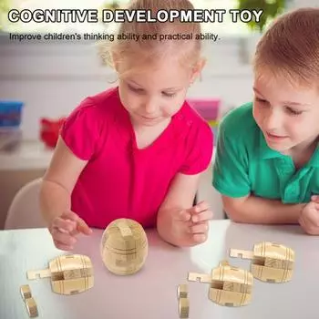 Деревянная игрушка для мозга, улучшающая быстроту мышления и адаптивность с помощью 3D-головоломки в китайском стиле для детей и взрослых