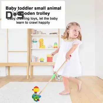 Деревянная игрушка для ползания для малышей Интерактивная игрушка для ходьбы Развивающие игрушки на колесиках для развития детей Игра в догонялки Игрушка для координации движений рук и глаз Chick