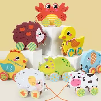 Деревянная игрушка Монтессори, трейлер с животными, детские развивающие игрушки, милый трейлер, детские обучающие игрушки, упражнения, способность детей ходить