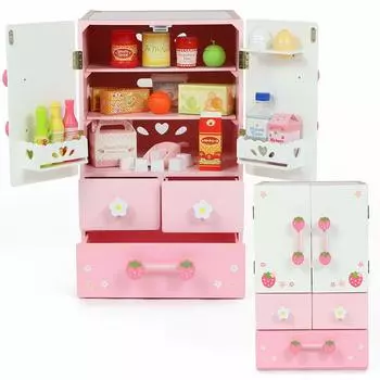 Деревянная игрушка Mother Garden Деревянный игровой набор Wild Strawberry Deluxe Холодильник 17 предметов 441-21876
