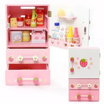 Деревянная игрушка Mother Garden Wild Strawberry Cutey Cooled Refrigerator Play Set 17 Pieces Готовый продукт 441-21591