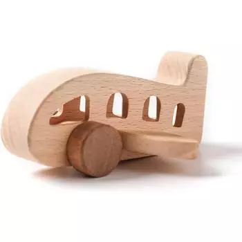 Деревянная игрушка-самолет из натурального дерева, детская игрушка и детская игрушка (Ручной работы),Игрушка идеальна в качестве подарка для младенцев и детей. Не содержит BPA, экологически чистая. 11*4.8*2.5cm бежевый