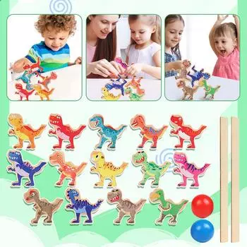 Деревянная игрушка-стопка, игра-стопка от 2, 3, 4, 5 лет, деревянная игрушка-динозавр, игрушка для детей от 3, 4, 5 лет, подарок для мальчиков и девочек One Size