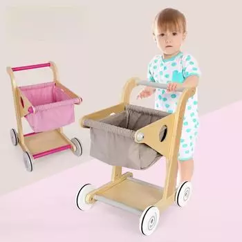 Деревянная игрушка-тележка для покупок для детей - набор ходунков для ролевых игр в супермаркете