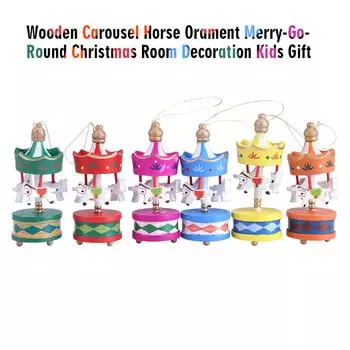 Деревянная карусель, лошадь, украшение, веселая карусель, рождественское украшение для комнаты, детский подарок