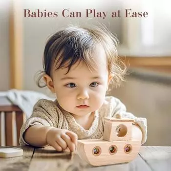 Деревянная катящаяся шаровая лодка игрушка для малышей интерактивная для мальчиков с акриловыми бусинами фокус