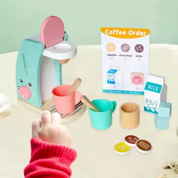 Деревянная кофемашина, деревянные игровые кухонные принадлежности, игровой набор, ролевая имитация мелкой бытовой техники