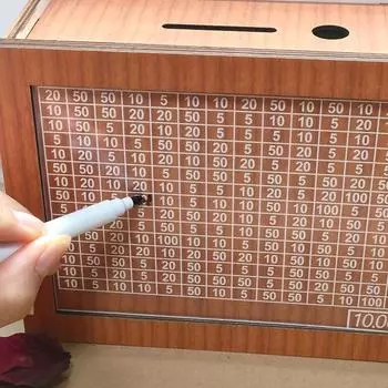 Деревянная копилка, деревянная копилка для денег с целевым значением и цифрами, деревянная копилка для монет со счетчиком для цели сбережений 10000 долларов США 1pc