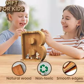 Деревянная копилка для денег банка-копилка на двадцать шесть букв коробка для хранения монет настольное украшение домашний декор поделки рождественский подарок