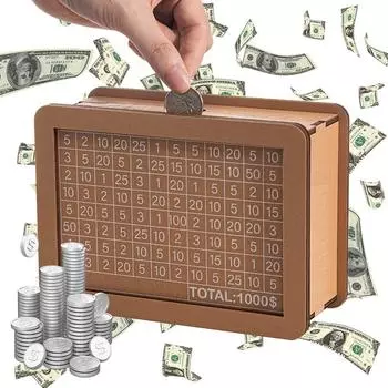 Деревянная копилка для денег, накопительный ящик для монет, 1000/2000/3000 евро, обратный отсчет, коробка для сбережений, новогодние подарки