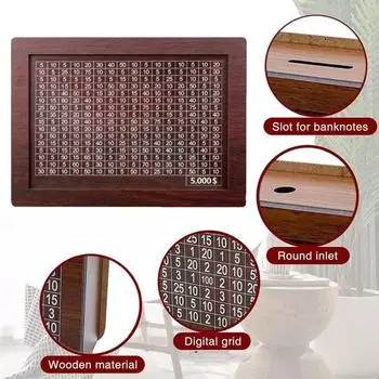 Деревянная копилка для детей, подарок, накопительная коробка, накопитель денег со счетчиком, поощрение ежедневного сбережения, счетчик монет, копилка A