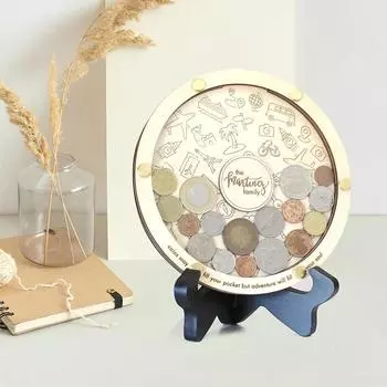 Деревянная копилка для хранения памятных монет, подарок любителям путешествий, ящик для хранения монет S