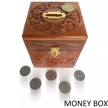 Деревянная КОПИЛКА квадратная резная ручная работа подарочный предмет копилка (коричневый)