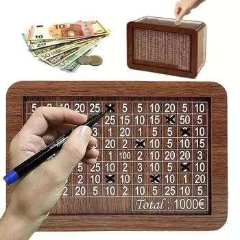 Деревянная копилка на 1000/2000/3000/5000 евро с многоразовой копилкой с коробками для сохранения целей и чисел