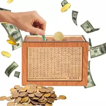 Деревянная копилка с 8 наклейками с целевыми номерами евро доллары копилка монета B