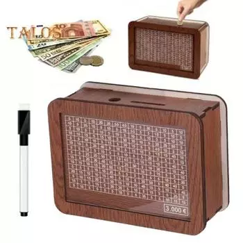 Деревянная копилка с маркером-счетчиком, доллары, евро, копилка, контейнер для монет, денег, для детей и взрослых, кейс для сбережений, банка A