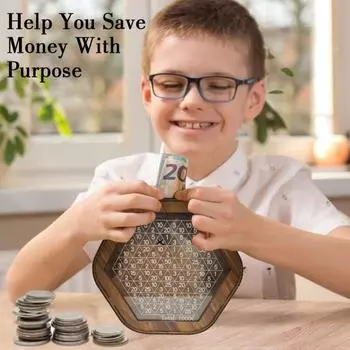 Деревянная копилка шестиугольная коробка для экономии денег украшение с сберегательными целями и цифровыми весами для детей и взрослых кофейный
