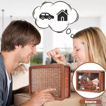 Деревянная копилка со счетчиком 1000/2000/3000/5000/10000 фунтов Копилка Монета Контейнер для наличных денег Дети Взрослые Экономия денег Чехол Банка Рождественский подарок D