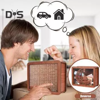 Деревянная копилка со счетчиком 1000/2000/3000/5000/10000 фунтов Копилка Монета Контейнер для наличных денег Дети Взрослые Экономия денег Чехол Банка Рождественский подарок D