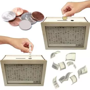 Деревянная копилка со счетчиком 500/1000/2000/3000/5000/10000 евро Копилка Контейнер для монет для денег Дети Взрослые Чехол для экономии денег Банка Рождественский подарок A