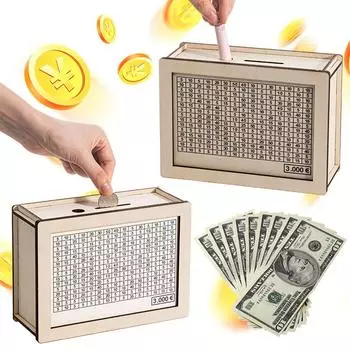 Деревянная копилка со счетчиком, деревянная копилка для денег, многоразовая копилка, еврокопилка с ящиками для сбережений и цифрами