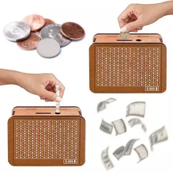 Деревянная копилка со счетчиком маркер ручка копилка деньги целевые цифры монета наличные контейнер сбережения вызовы коробка детский подарок