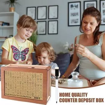 Деревянная копилка со счетчиком-маркером, наклейка с целевым номером, винтажная копилка, контейнер для монет, контейнер для наличных, задачи по экономии денег, украшение корпуса абрикосовый